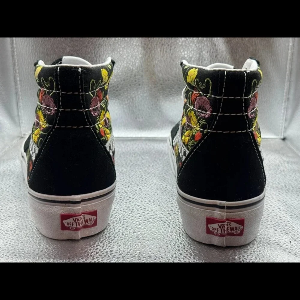 Size 6.5 -‎ Vans Sk8-Hi Platform Colorful Poppy Checkerboard Floral Skate Shoes